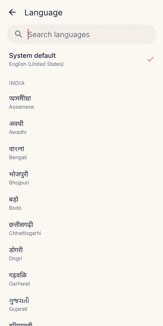 Clock screenshot: Languages
