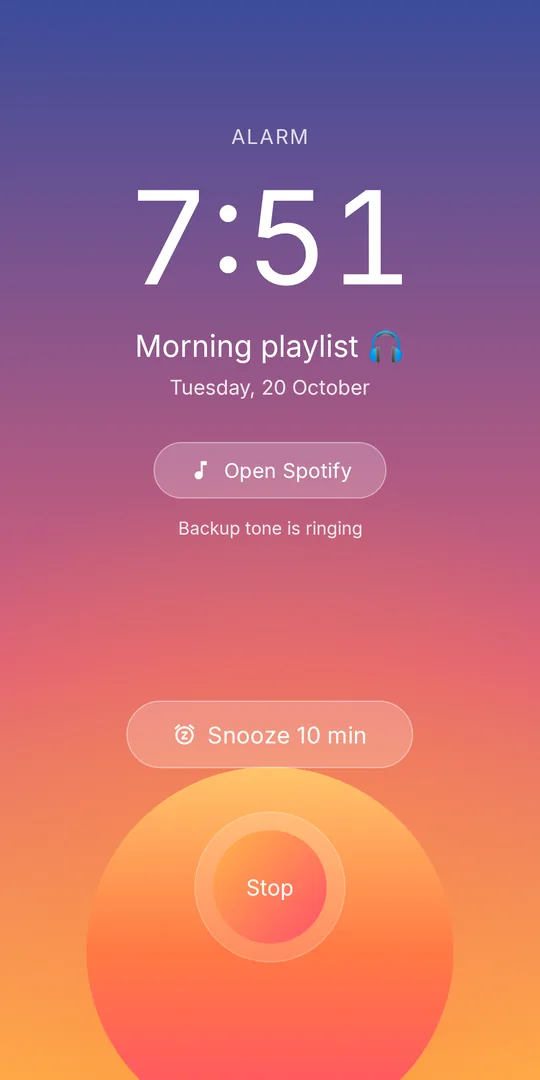 Clock screenshot: Ringing